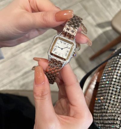 Cartier Panthere Watch replica De 27*37MM Quartz Movement White Dial Square Women Watch